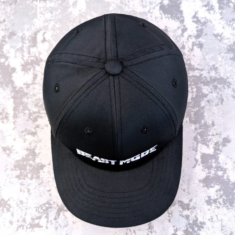 Sport-Tek Beast Mode Black‎ Baseball Cap Hat Adjustable Hook Loop Strap Mens